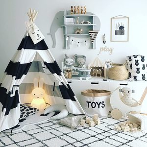 Tente <span class=keywords><strong>tipi</strong></span> pour garçons, 5 pieds-<span class=keywords><strong>Tipi</strong></span>-Bande noire et blanche-Tente de jeu pour enfants avec étui de transport en toile pour intérieur et <span class=keywords><strong>jardin</strong></span> - Product Image 4