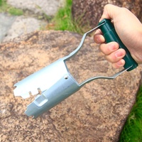 Herramienta para trasplantar plántulas, sembradora de acero inoxidable, perforador de agujeros con mango de madera para trasplantar plántulas, plantar bulbos, etc.