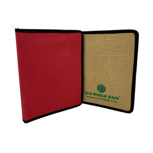 Bolsas de yute para archivos a precio económico, con logotipo impreso, cremallera lateral negra y bolsillo interior, hechas en Bengala Occidental. - Product Image 3