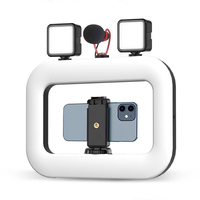 Stabilisateur de Téléphone avec Batterie 8000 mAh pour Enregistrement Vidéo, Lampe Annulaire LED, Support Portable pour Vlogging et Lumière de Photographie à Motif Carré