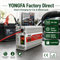 Chargeur de batterie intelligent électrique YONGFA 12V 10A avec affichage numérique et QC2.0 pour batterie au plomb-acide de voiture et de moto CE ROHS