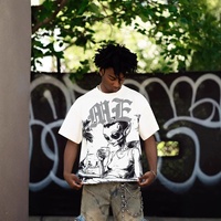 MIXEDEMOTION Kaos Pria Katun Murni Berhias Rhinestone Mewah Gaya Streetwear Amerika