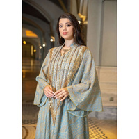 Vêtements modestes pour femmes musulmanes, robe Abaya Dubaï, robe marocaine brodée, robe maxi arabe à col en V, Moyen-Orient