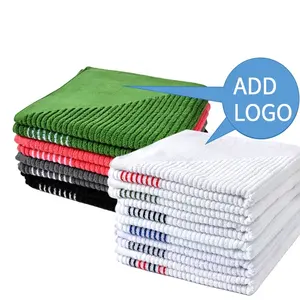 Customized Logo Simple Strip Design Cotton 22" X 46" Large Caddie Golf Towel Wholesale Caddy Golf Towel