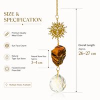 Attrape-soleil en pierre naturelle œil de tigre, carillon éolien fait main, ornement suspendu en cristal, décoration d'intérieur, cadeau