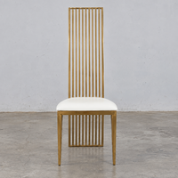 Chaise de banquet de mariage en acier inoxydable doré à dossier grillagé et pieds droits, vente en gros