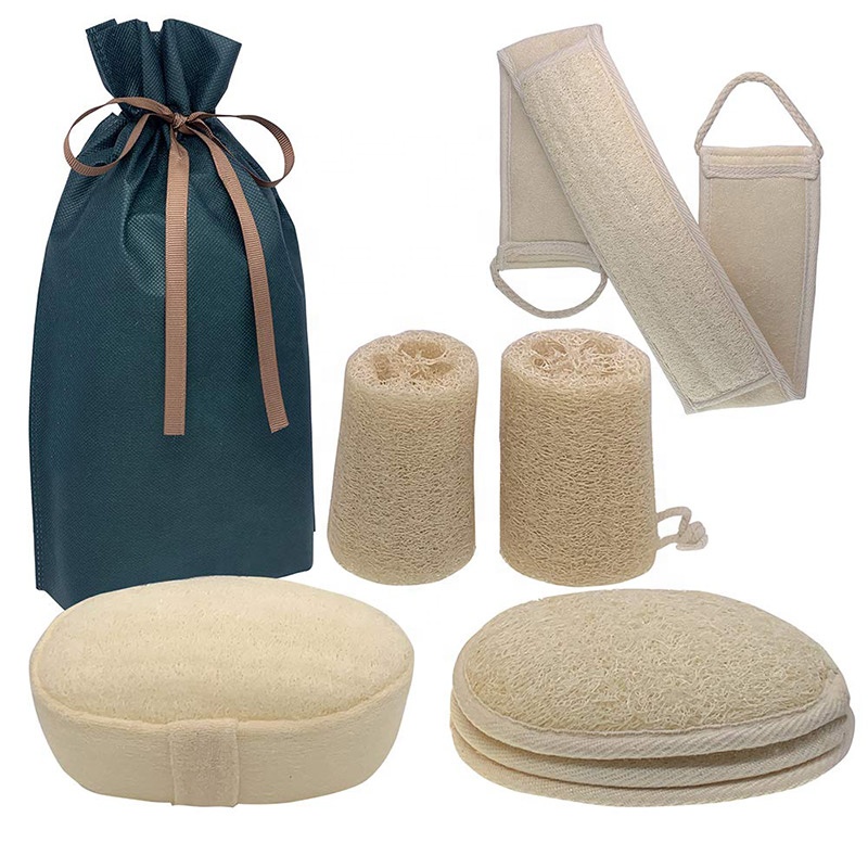 Набор для ванны 7 в 1 из натуральной люфы, скребок для ванны люфы для женщин и мужчин, отшелушивающий, уход за лицом и ногами