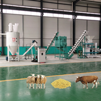 Ligne de production de granulés d'aliments pour volailles et bétail de 0,5 à 1 tonne/heure, machine à granulés à matrice plate, adaptée aux usines d'aliments pour animaux et aux fermes d'élevage
