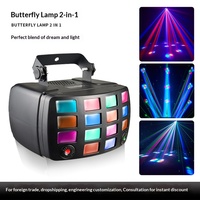 Projecteur LED 2-en-1 Butterfly IP20 pour scène, KTV, bar, ambiance de fête intérieure, laser stroboscopique coloré à commande sonore