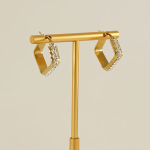 Geometric Hoop Earrings Gold Plated Zircon Channel Setting Party Jewelry - Product Image 4