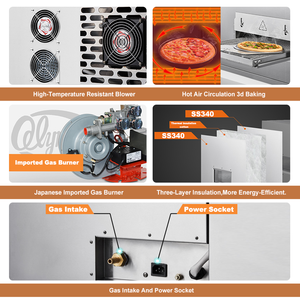 Four à pizza à convoyeur industriel au gaz à convection commercial avec minuterie automatique - Product Image 3