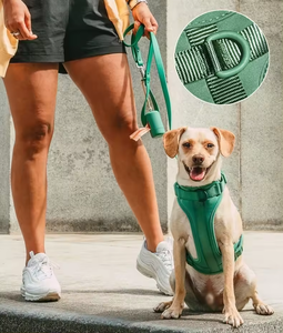 Set tali kekang dan kekang anjing silikon PVC lunak neoprena antiair dapat diatur kerah anjing kustom mewah - Product Image 2