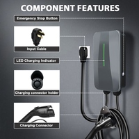 Chargeur EV de niveau 2 48A.240V, chargeur EV domestique pour prise J1772, NEMA 14-50 (40A) ou câblage direct, câble de 25 pieds, étanche IP65