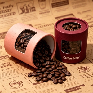 Tubo de Papel Biodegradable de Tamaño Personalizado, Caja Cilíndrica con Ventana Transparente de PVC para Empaque de Granos de Café y Dulces - Product Image 2