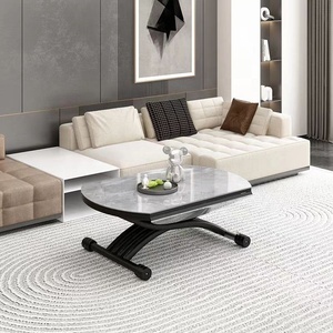 Khung kim loại bị cháy đá hàng đầu Bàn Ăn Chiều cao có thể điều chỉnh vòng mở rộng bàn cà phê cho ngôi nhà nhỏ - Product Image 5