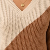 Pulls pour femmes grandes tailles, tricot épais, manches longues bouffantes, col en V, décontracté, hiver, Noël, en acrylique, personnalisés OEM & ODM, Tallas Grandes