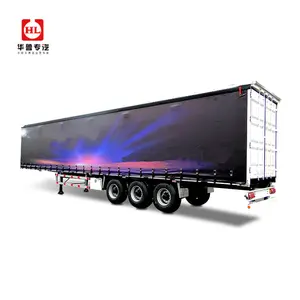3 trục van xe tải Trailer kèm theo hộp vận chuyển hàng hóa bạt PVC trượt 45ft 40ft Rèm bên bán Trailer