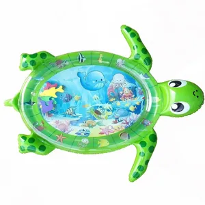 Mainan bentuk kura-kura untuk bayi, tikar bermain air perut dapat dilipat tahan air tidak beracun untuk anak-anak
