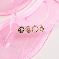 Accessoires de décoration de chaussures amovibles en alliage de luxe léger, avec breloques en émail métallique, motifs soleil et coquillage, pour tongs à boucle
