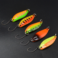 Leurre cuillère métallique 3,5g 10 couleurs avec hameçon simple tranchant, appât à paillettes pour la pêche à la truite, au bar et au maquereau en eau douce
