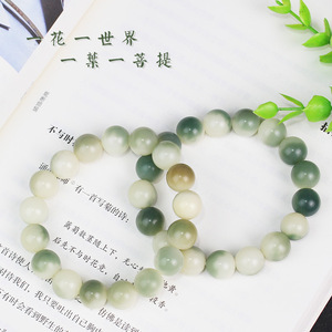 Pulsera de Cuentas de Raíz de Bodhi de 12 mm con Cambio Gradual de Color Verde, Unisex, para Uso Diario, Joyería Cultural Coleccionable - Product Image 2