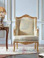 Fauteuils sculptés à la main de style européen de luxe personnalisés avec dossier haut fauteuil canapé feuille d'or