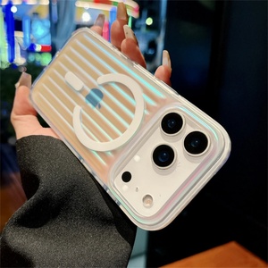 Corrugated Frosted Aurora Shockproof Magnetic Phone Case Cover for iPhone 17 Pro Max 13 14 15 16 Air High End <b>Wireless</b> Charging - Product Image 4