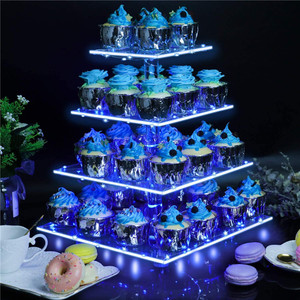 Acrylic rõ ràng đa tầng tròn vuông bánh hiển thị đứng cupcake tráng miệng tháp phục vụ đứng cho đám cưới và Đảng - Product Image 4
