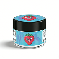 Contenants ronds transparents anti-odeur personnalisés, pots en verre de 2/3/4 oz avec couvercles noirs résistants aux enfants, pots à fleurs de 3,5 g