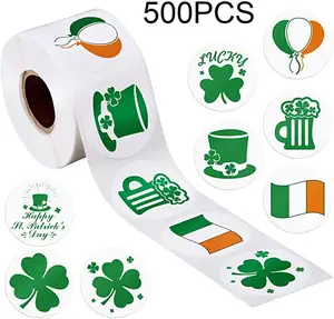 LEMON 500pcs St. Patrick 's Day Stickers Shamrock Roll Stickers Adhesive Label Irish Decoration and Craft Party Supplies