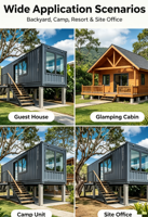 Maison préfabriquée en conteneur de 20 pieds ou 40 pieds, maison modulaire en acier prête à l'emploi pour les centres de glamping