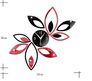 Horloge murale créative en acrylique à motif floral, style miroir irrégulier, à quartz analogique, décoration murale pour salon - Product Image 2