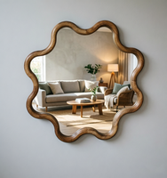 Miroir mural en bois avec cadre ondulé Art Déco INNOVA Accent Home pour salon, salle de bain, chambre à coucher