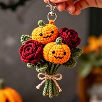 Maßgefertigter Handgemachter Polyester-Häkel-Halloween-Kürbis-Geister-Rosenstrauß Bestseller für Feiertags-Heimtischdekoration