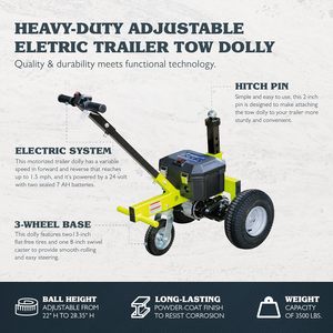 Heavy-Duty điện Trailer Dolly 2800lbs thương mại cấp mover với 2 "Bóng Hitch <span class=keywords><strong>and3</strong></span> bánh xe Caravan và thuyền rơ moóc - Product Image 5