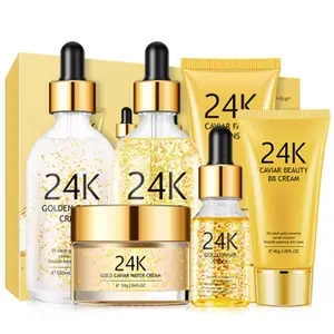 Marque privée ensemble cadeau de soins de la peau 24k or caviar cosmétique peau + soin + jeu