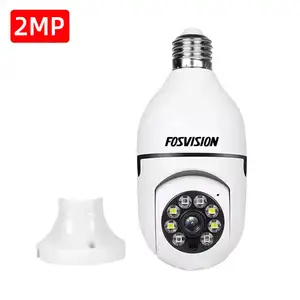 FOSVISION kamera bohlam lampu 2MP, pengawasan tanpa kabel panorama Wifi Mini E27 soket bohlam warna penuh penglihatan malam