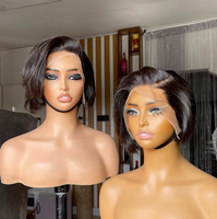 Promotion Perruques Lace Frontal 13x4 Pixie Straight en Gros, Perruques Brésiliennes 100% Cheveux Humains pour Femme Noire