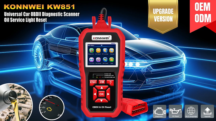 Exctool Lettore di codici OBD2 per auto, strumento diagnostico per controllo automatico della luce del motore, per veicoli a benzina e diesel dal 2001 in poi, modalità OBD completa, blu