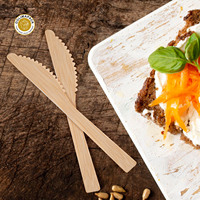 OOLIMA 170mm Couteau en bambou compostable Fourchette en bambou Set de vaisselle écologique pour la cuisine Fruits et aliments pour le camping et les restaurants