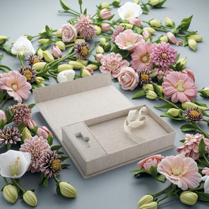 Caja de tela de lino personalizada con cierre magnético, caja de embalaje de papel de alta calidad <span class=keywords><strong>para</strong></span> álbum de fotos de regalo y unidad USB, marca de lujo - Product Image 3