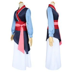 Costume de cosplay Mulan pour enfants de 8 à 13 ans, tenue bleue, rouge et blanche, robe de jeu de rôle d'anime, été 2022 - Product Image 3