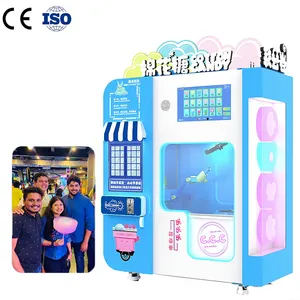 Riteng Robot gula katun mesin penjual Candyfloss komersial mesin penjual permen katun baru sepenuhnya otomatis