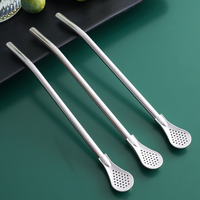 Pailles réutilisables en acier inoxydable, pailles-cuillères en métal, pailles pour Yerba Maté avec filtre-cuillère