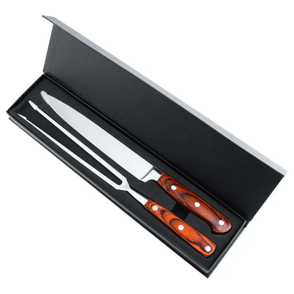 AMZ Hot Selling BBQ Tool Kitchen Tool Carving Knife and Fork Set AL-QP01