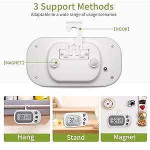Thermomètre numérique pour réfrigérateur, thermomètre étanche pour réfrigérateur avec grand écran LCD, support et dos magnétique - Product Image 4