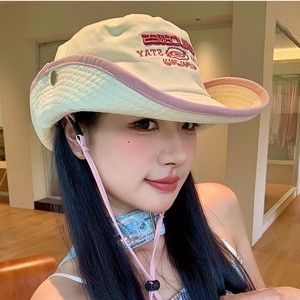 <b>Bucket</b> Hat Off <b>White</b> And Blue Cotton Breathable Sun Protection Summer Outdoor Women's Fisherman Hat - Product Image 1