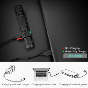 USB sạc LED Đèn pin cầm tay bỏ túi có kích thước Mini Led đèn pin 18650 pin Powered <span class=keywords><strong>Torch</strong></span> ánh sáng - Product Image 4