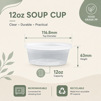 Vente directe d'usine de contenants alimentaires jetables en plastique avec couvercles, contenants hermétiques transparents pour soupes de 8 oz et 12 oz