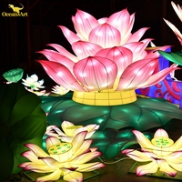 Chinesische Seidenlaterne für Außenbereich, Wasserdichte Dekoration, Leuchtende Seidenblumen, Traditionelle Lichtshow